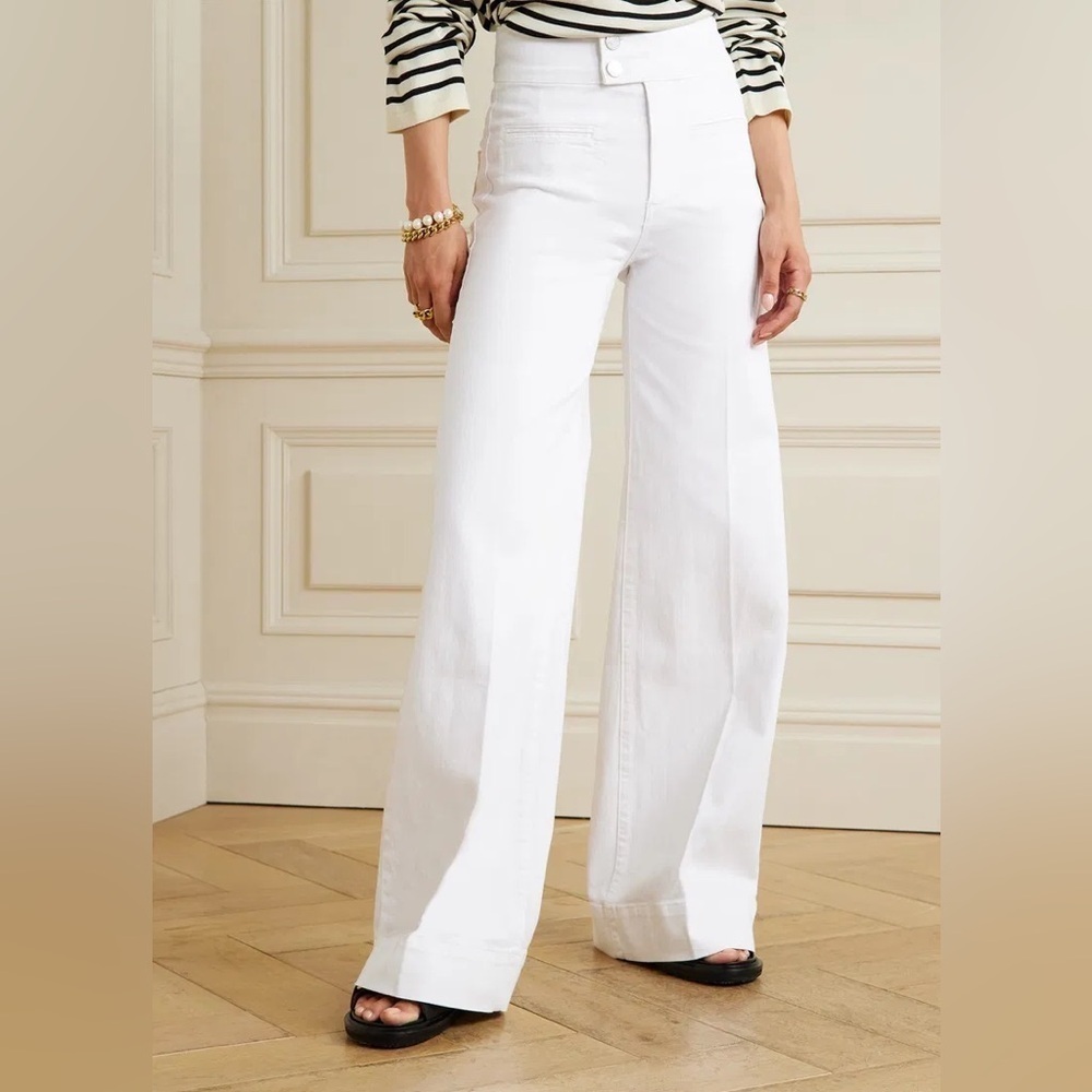 FRAME Le Hardy High-Rise Wide-Leg Jeans Blanc White Denim Women’s Size 33